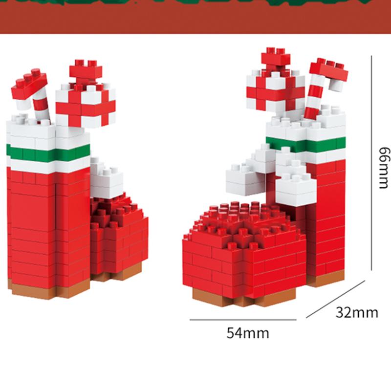 DIY Christmas Tree Elk Deer Santa Claus Train Decorations Architecture Socks Street View Xmas Snow House Building Block Kit Toy