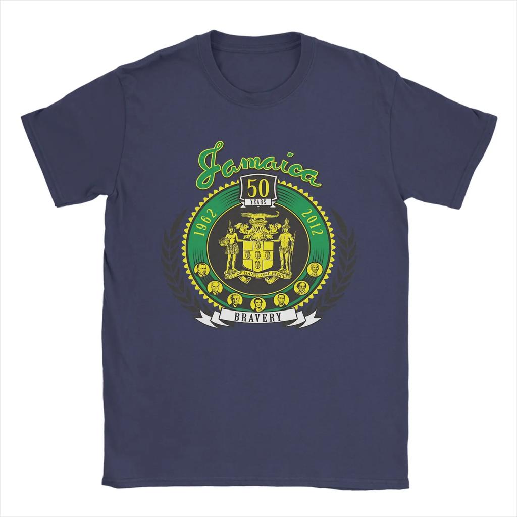 Jamaica 50 Years Independence Tshirt Summer Hipster Tshirts Cotton O Neck Plus Size Top Tees Shortsleeved Y2k Fun Tops