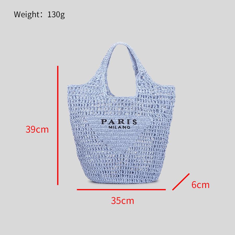 Custom Logo Women's Handmade Woven Paper Bag - Large Capacity Hollow Net Tote Handbag