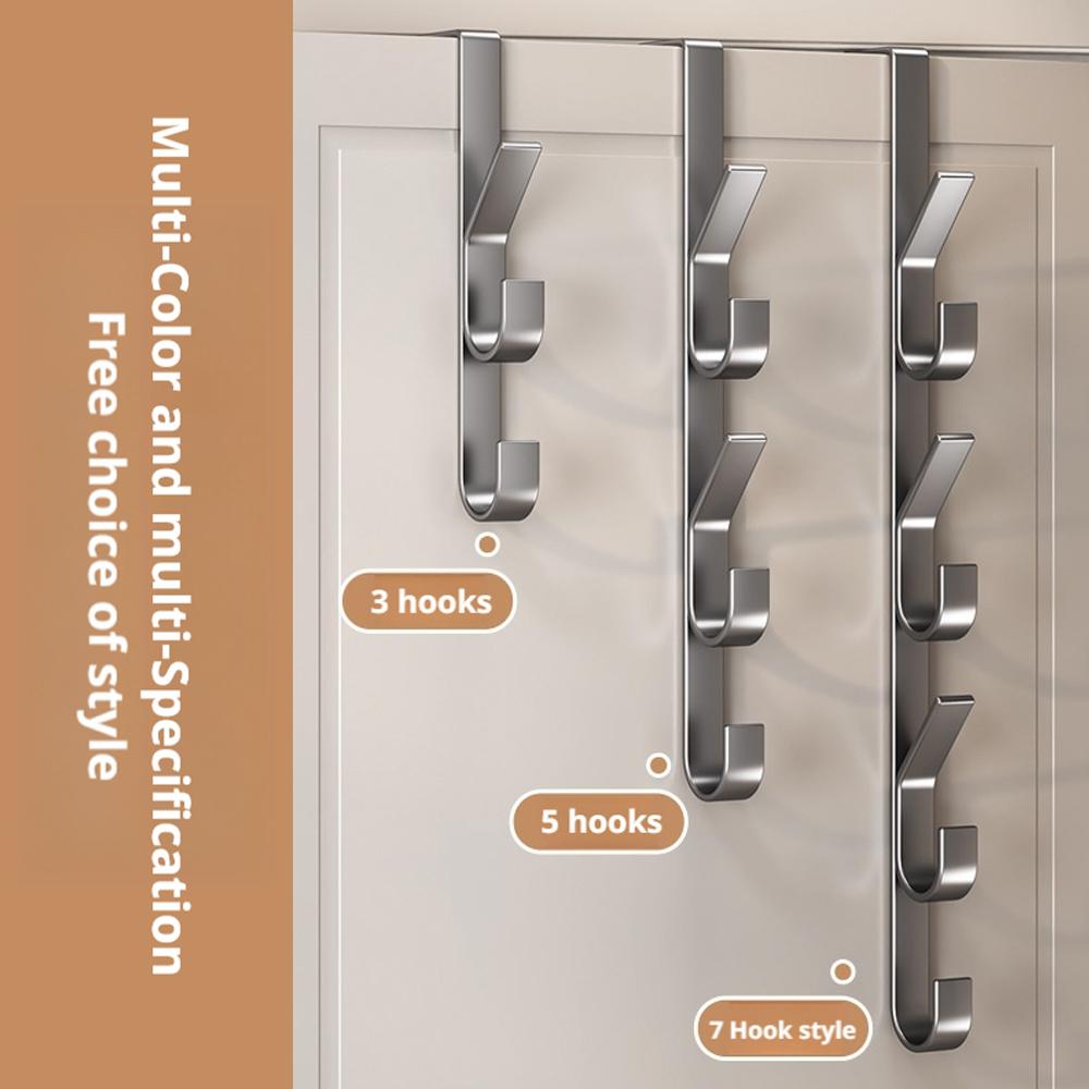 Door Hanging Hook Free-Punch Metal Over Door Rack Coat Hat Bag Hanger Storage For Bathroom Bedroom Wardrobe