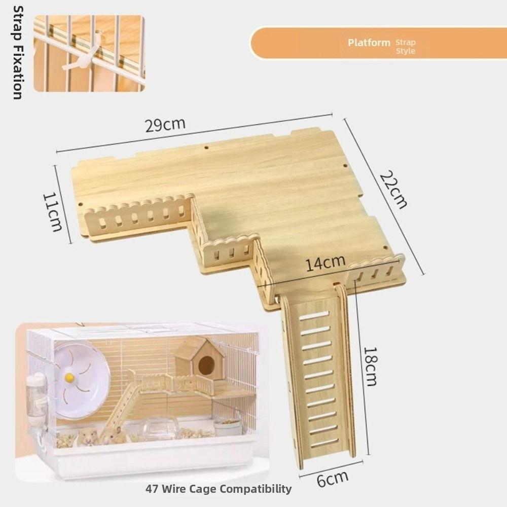 Wooden Wooden Hamster Platform Anti-Bite Hamster Nest Ladder Hamster Climbing Platform  Golden Bear Style F
