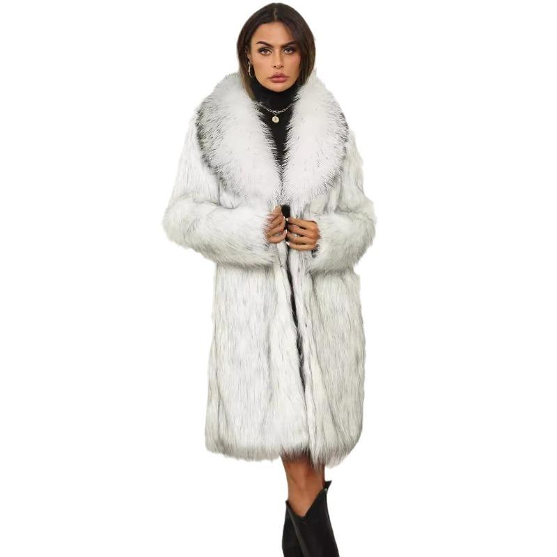 Plush women's imitation fur coat coat long autumn and winter new fur trench coat