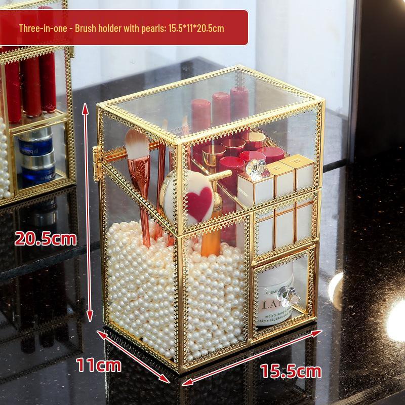 "Luxury Glass Cosmetic Storage Rack for Lipstick, Jewelry, and Skincare"