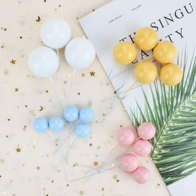 Nouveau Topper de Gâteau Boule en Plastique Boule Rose Bleue Jaune Blanche Boule à Enfoncer Réutilisable Décoration de Gâteau Événement & Fête