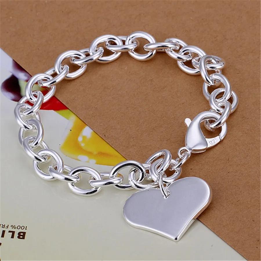 925 Silver Exquisite Double Heart Pendant Bracelets Charms Wedding High Quality Fashion Jewelry Christmas Gifts
