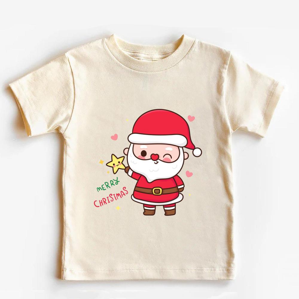 Christmas Santa Claus Cotton Kids T Shirt Retro Christmas Shirt for Kids Merry Xmas Toddler Infant Tops Clothes