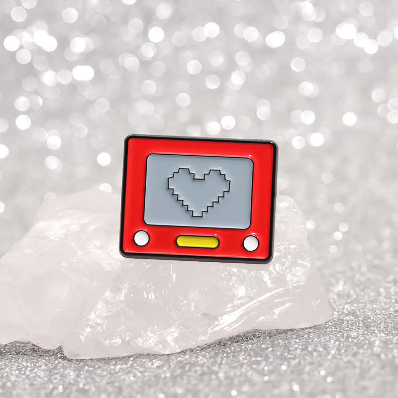 Geometric Red Decorative Heart Brooch With Fun Cartoon Design For Lovers Fashion