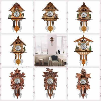 Multiple Styles Wall Clocks 3D Chiming Cuckoo Wall Clock Living Room Vintage Clocks Art Craft Housewarming Gift