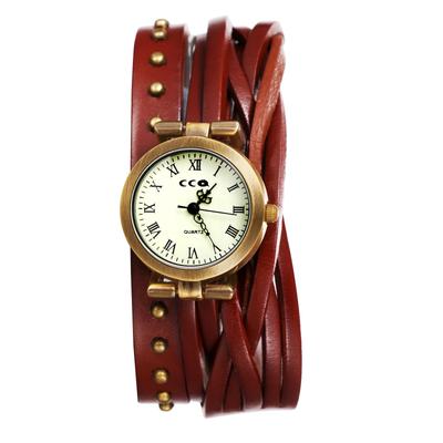 Unisex Braided Leather Strap Antique Waterproof Analog Display Leather Bracelet Watch with Quartz Wide Range of Functions Perfect Gift for Day Watch