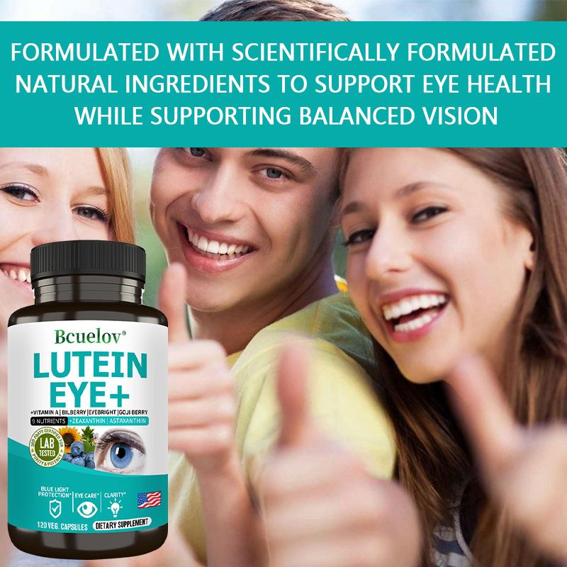 Bcuelov Lutein Eye Care Capsules Containing Corn Xanthan Astaxanthin, Blueberry to Relieve Visual Fatigue 120 Capsules for Eye Care