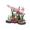 MOC Pixel World Axolotl Building Blocks Mexican Pink Leucistic Water Dragon Animal Model Kit with Feathery Gills Toy Gift