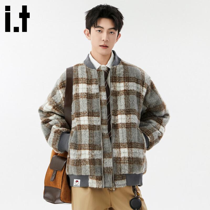 :CHOCOOLATEit Men s Plaid Padded Baseball Collar Winter Jacket 2XL