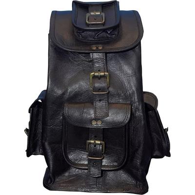20X10X10 Inch Leather Men's Backpack Bag Laptop Satchel Briefcase Brown Vintage