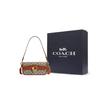 New COACH Studio Cow Leather With Textile Baguette Bag Handbag Shoulder Bag Women's Brown & Gray CJ860-B4TA7