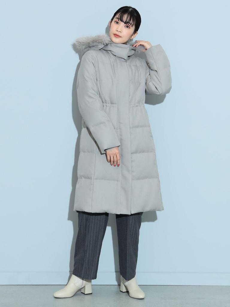 Beams Heart Long Down Coat Gray M Women's Water-Repellent (S-M)