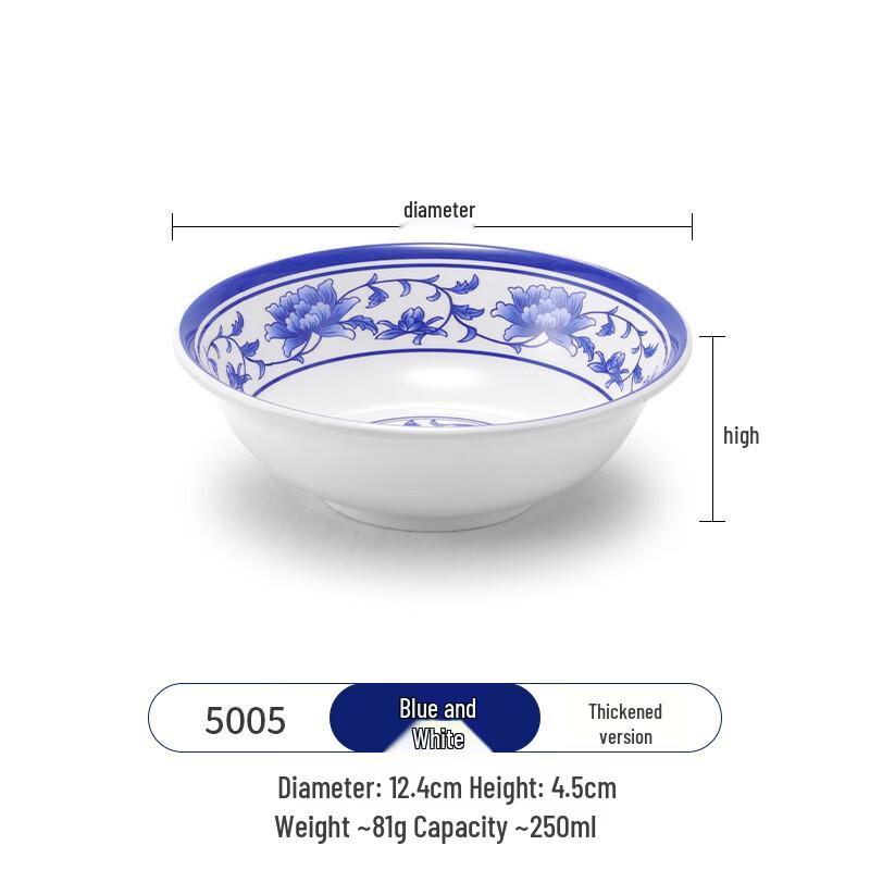 Commercial Melamine Blue  White Soup Bowl