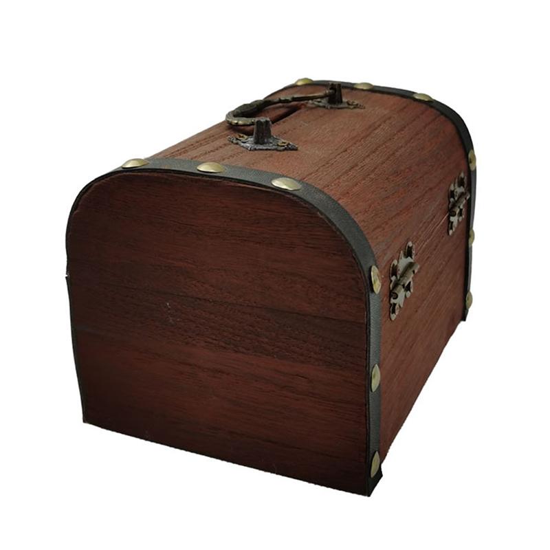 1 Set Vintage Treasure Storage Box Wooden Treasure Chest With Lock Piggy Bank Organizer Saving Box Case For Home Decoration