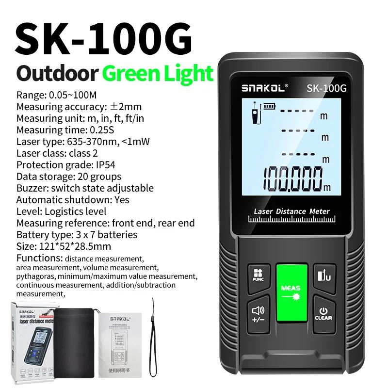 Snakol 120M Green Laser Tape Measure High Accuracy Distance Meter with Multiple Measurement Functions Electronic Ruler