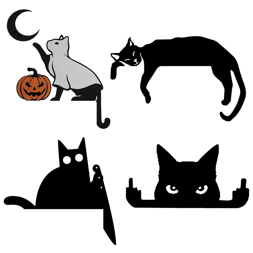 Halloween Katt Dörrtopp Dörrkarm Dekor Kreativ Svart Katt Dörrhörn Dekor Dörr Rätvinkel Skylt för Inomhus Utomhus Vägg