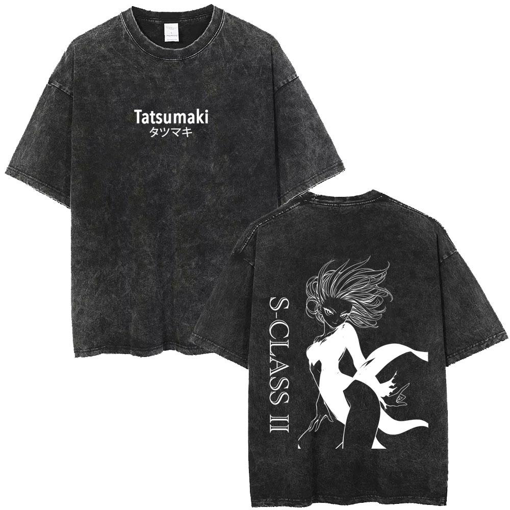 Washed Vintage Anime One Punch Man Tatsumaki Graphic T-shirt Funny Manga Harajuku T Shirt Fashion Oversized T-shirts Unisex