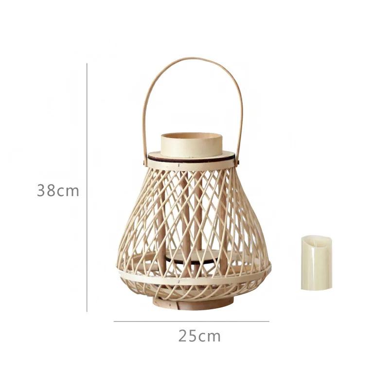 Simple modern candlestick homestay hotel courtyard decoration Vine woven floor mounted wind lamps Japanese Nordic style