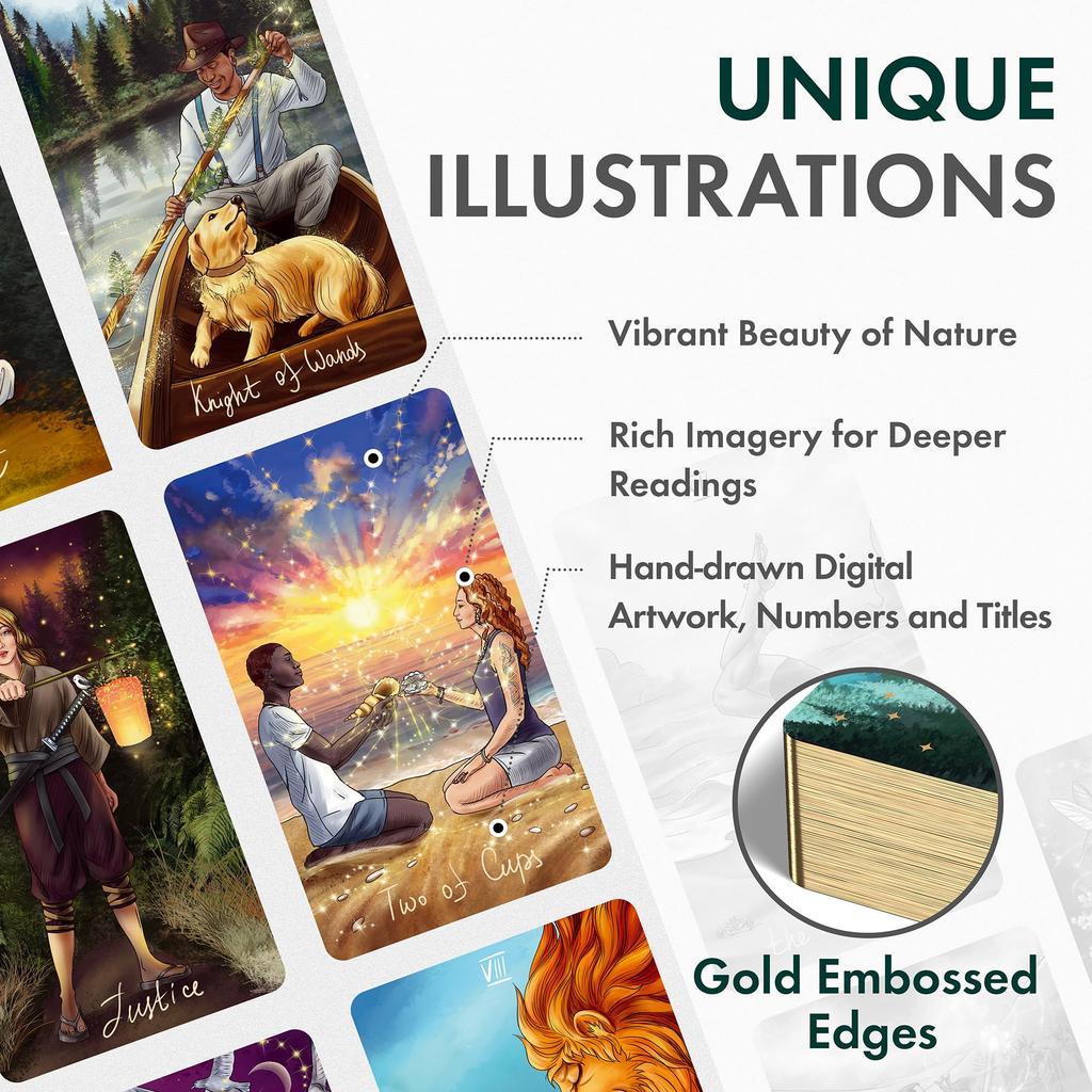 Wyspell Wild Reflections Tarot Tarot Cards with Beautiful Tarot Card Set for Beginners Cards Nature-Inspired Guidebook,
