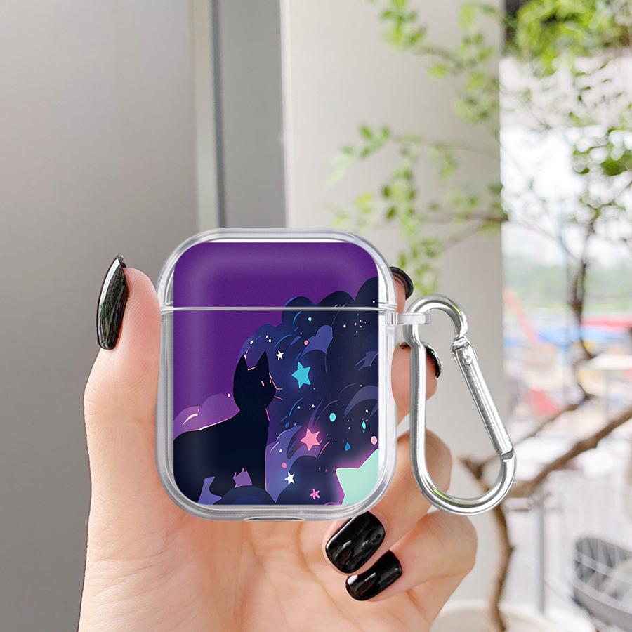 Hülle Für Airpods 2 1 Pro2 Pro3 Pro 4 3 Klare Kopfhörerhüllen Abdeckung Schwarze Katze Sternenklare Nacht