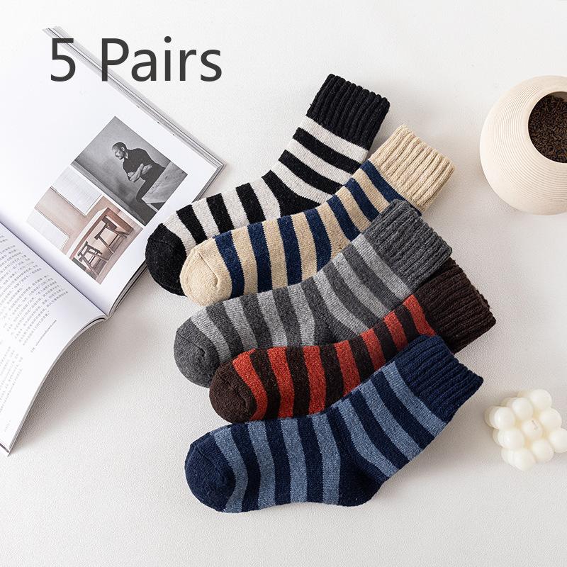 

5 пар мужских осенне-зимних теплых носков-гольф из толстой шерсти с добавлением бархата и кроличьего пуха 5 Pairs