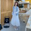 Women's 2024 Spring White Knitted Vest and Dress Suit - Elegant Two-Piece Set