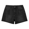 Women’s Denim Shorts High Waist Elastic Waistband Casual Loose Fit Five Pocket Design Button Fly Summer Shorts