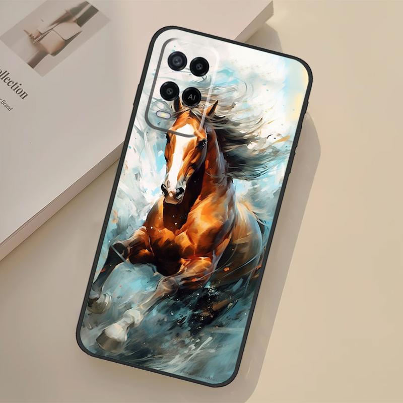 Animal Majestic Painting Horse Case For Oppo A17 A57 A77 A74 A54 A94 A78 A98 A18 A60 A80 A40 A38 A58 A96 A76 A16 A15 A5 Pro