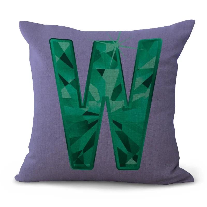 Simple Pure Color English Alphabet throw pillow cover with short plush print for living room sofa decoration cushion cover