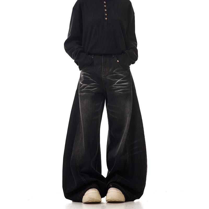 Джинсы мужские JYL Винтажные Большого размера На флисовой подкладке Свободные Широкие Штанины Деним S