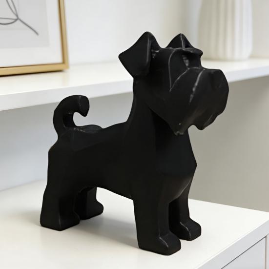 Dog Ornament 3D Printed Schnauzer Geometric Miniature Dog Figurine Living Room Dog Sculpture Home Decor