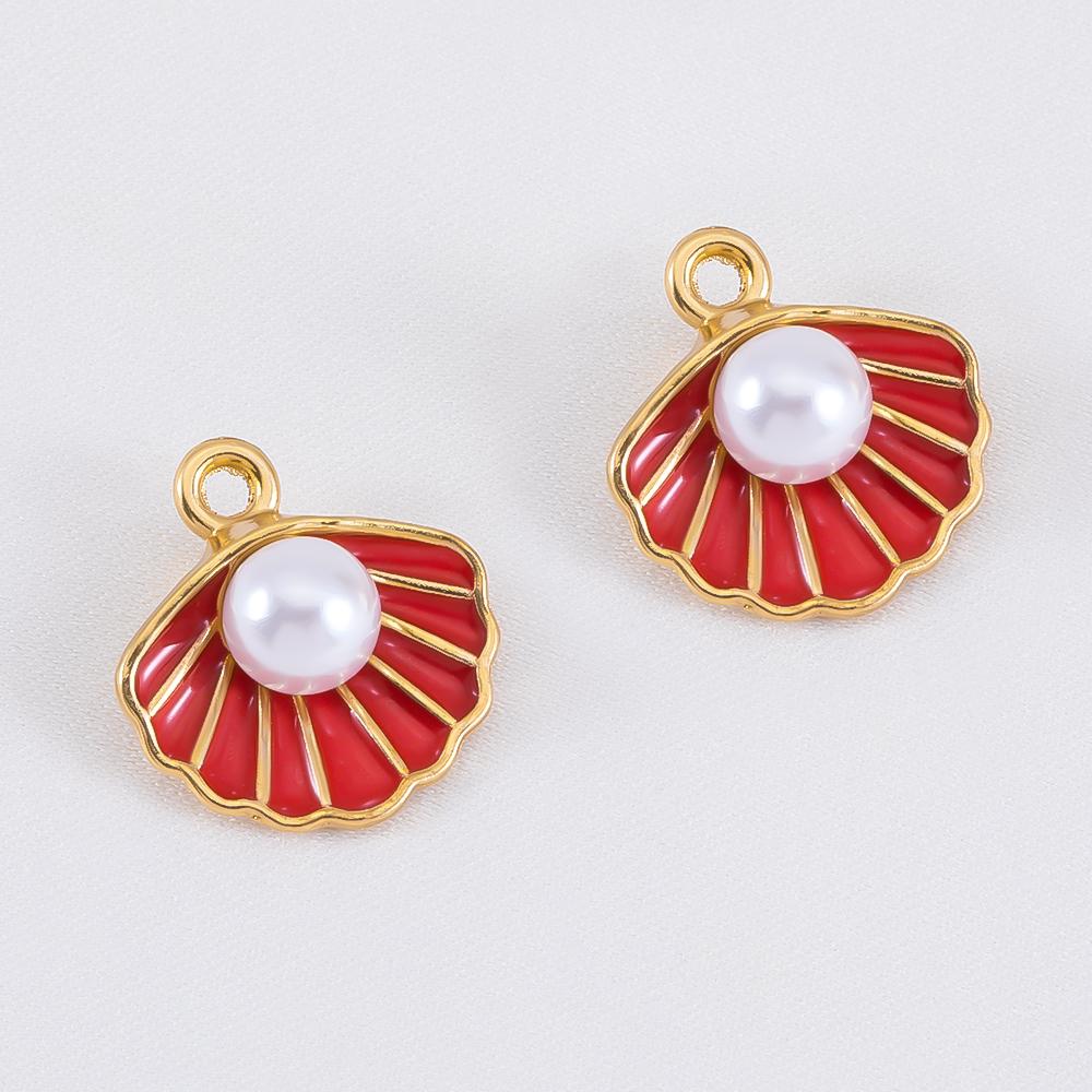 10pcs Cute Orange Enamel Sea Coral Turtle Conch Fish Starfish Charms Alloy Pendants for DIY Necklace Bracelet Jewelry Findings