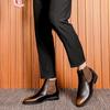 Men Classic Retro Chelsea Boots Genuine Leather High Top Pointed Toe Casual Comfortable Warm Plush Business Ankle Boots