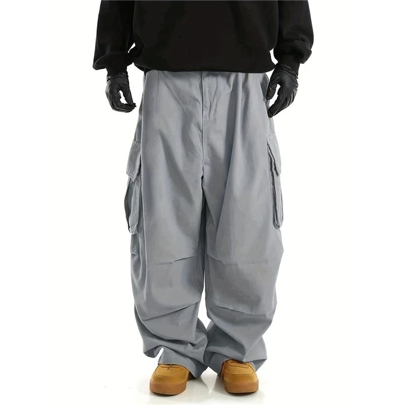 Men's Summer American Retro Overalls, All-match Solid Color, Outdoor Slim Straight Casual Trousers