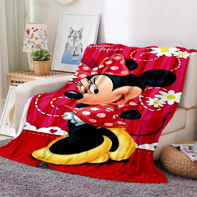 6 Sizes Warm Soft Disney Cute Minnie Cartoon Blanket Fluffy Children and Adults Luxury Gifts for Home Travel Camping Picnic