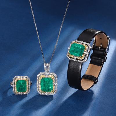 Schmuck Kupferboden Vergoldet Simulationssmaragd Quadrat Handgelenk Damen Set 12 * 16-12 * 14