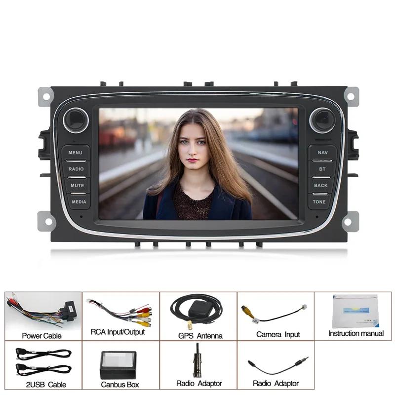 2 Din Android Radio WiFi 4G LTE Car Multimedia Video Player For Ford Focus Mondeo C-MAX S-MAX Galaxy II Kuga Carplay Headunit