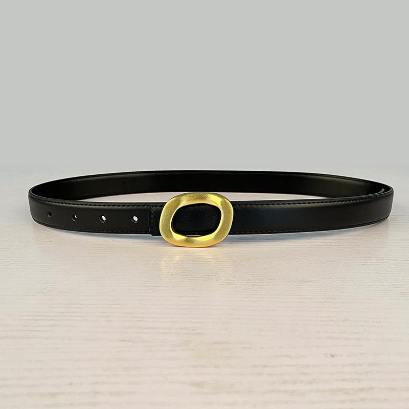 Leather Women'S Belt Simple Round Buckle Girls Belt With Jeans Casual Pants Belt Women'S