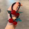 New 3Pcs/Set Cute Sweet Cherry Bow Scrunchies Simple High Elastic Rubber Bands Lady Lovely Hair Bands Women Hair Accessories
