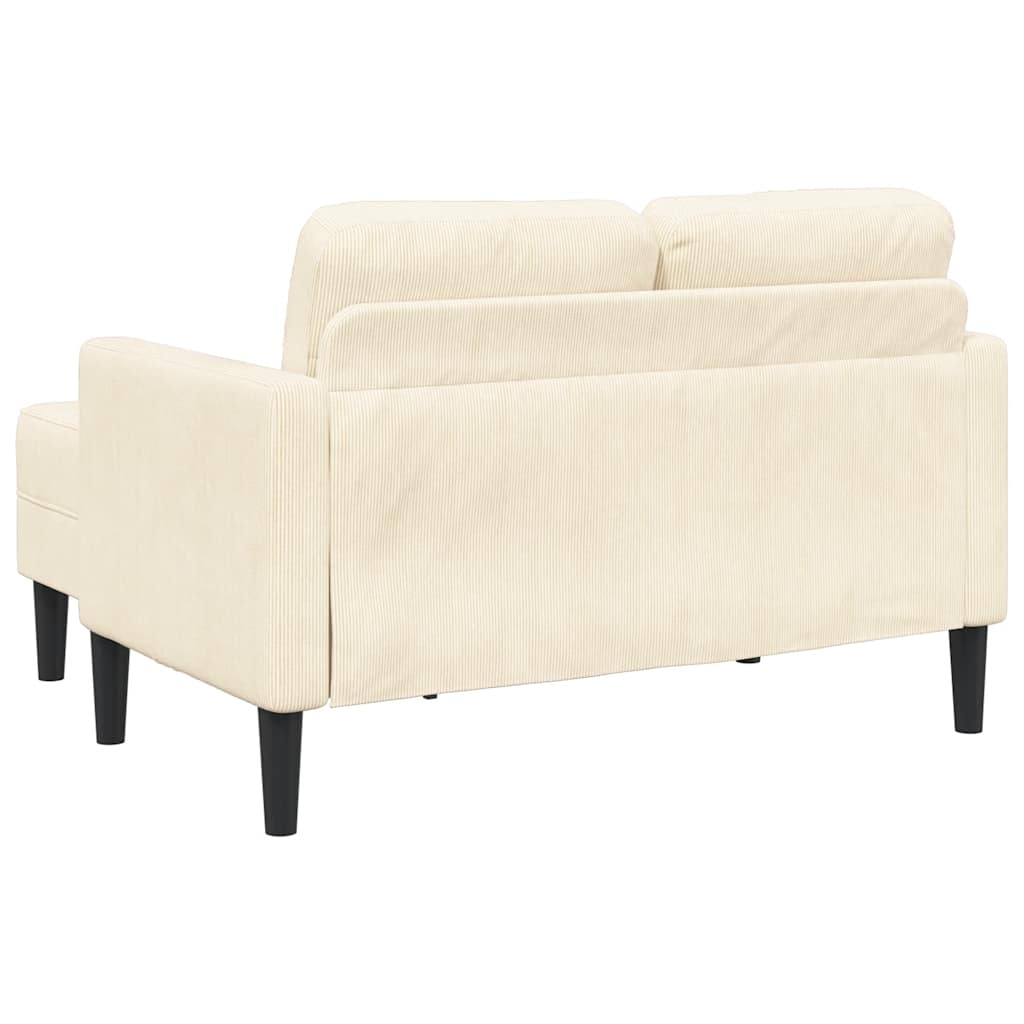2 Seater Sofa with Chaise Longue L Shaped Cream 125 Cm Linen