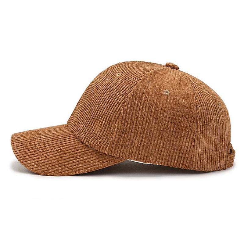 Corduroy baseball cap men's and women's autumn and winter new solid color cap thermal visor fashionable simple hat