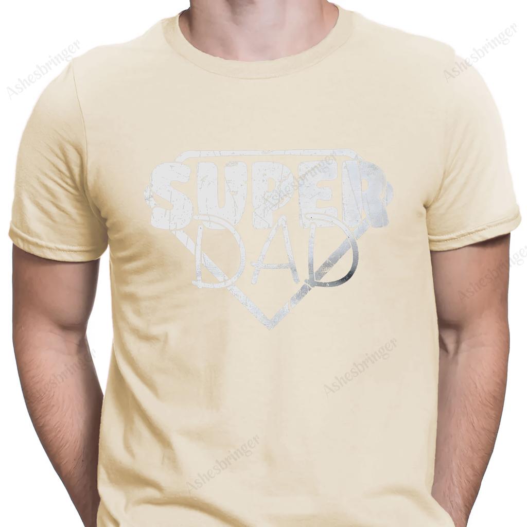 Super Dad Graphic Novelty Crew Neck Fathers Day T Shirt Funny Dad Gift Tee Street Casual Style Tops for Men and Women