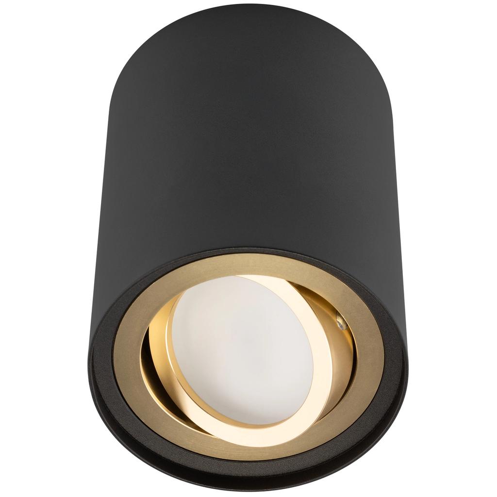 Surface-Mounted Halogen Spot Tube Movable Luminaire Amat-M Gu10 Round Black-Gold