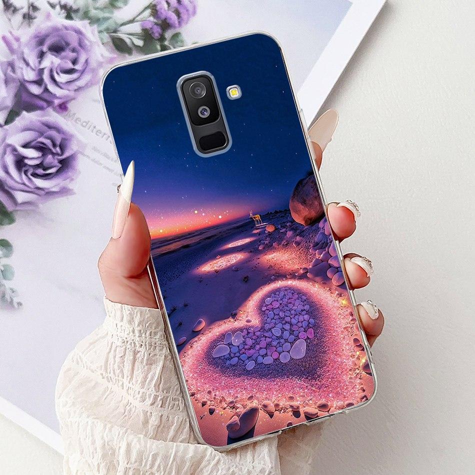 For Samsung Galaxy A6 Plus 2018 Phone Case On Samsung A6+ (2018) A6 A600F A605G Elegant Floral Cat Soft Silicone Clear TPU Cases
