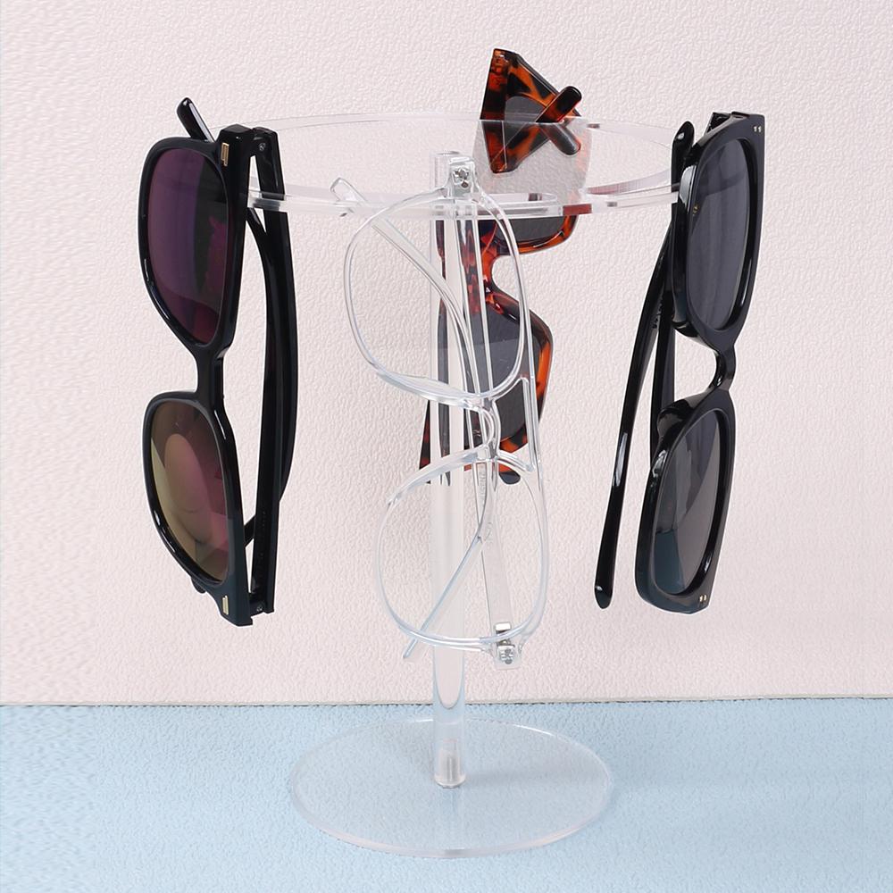 Acrylic Sunglasses Holder Stand 360 Rotating Eyeglasses Display Rack Tabletop Glasses Storage Organizer