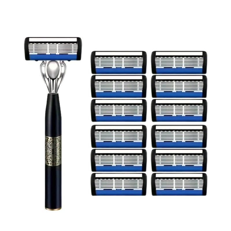 6-Layer Shaver Blade Manual Razor with Replaceable Blades No Skin Damage Blades Shaver Resistant Water Wash Shaver