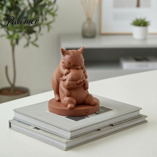 Cute Desk Ornaments for Office Fighting Cats Ornament, 3D Printed Stacked Kitten Figurine, Durable PLA Unique Cat Gifts Lovers Creative Animal